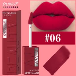 DUNUF 8-Color Matte Velvet Smooth Easy-to-Apply Square Tube Lip Gloss Waterproof Three-Dimensional Plumping Lipstick