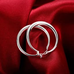 Top Quality 925 Sterling Silver Earrings Simple Round Circle Hoop Earrings For Woman Fashion Wedding Engagement Charm Jewelry