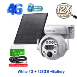 SHIWOJIA 4K 8MP Solar Camera 4G SIM/ WIFI Solar Security Camera 12X ZOOM Color Night Vision Surveillance PIR Monitor PTZ Camera