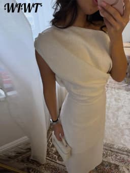 Solid One Shoulder Dresses 2026 Summer Lady Elegant Skew Collar Waist-cinching Sleeveless Split Long Dress Women's Party Gowns
