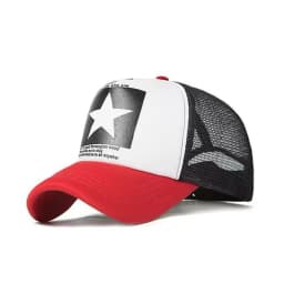 Unisex Summer Mesh Baseball Cap, Fashion Star Printed Adjustable Baseball Hat Snap Back Trucker Hat Ponytail Cap Outdoor Sports