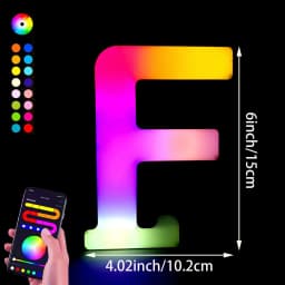 1PC Smart LED Letter Light - DIY RGB Marquee App Control Music Sync Indoor Sign Game Holiday Party Wedding Graduation Season A-Z