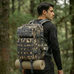 45L Tactical Travel Backpack Molle Storage Bag Large Capacity Multi Pocket Wear Resistant Camping Hiking Trekking Rucksack Durable Outdoor Mountain Climbing Daypack For Men Women Travellers Bushcraft Wilderness Trip Daily Commute Luggage Bag