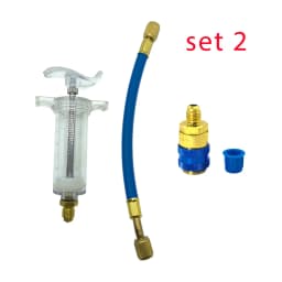 Car A/C Oil/Dye Injector 30Ml 1Oz with Low Side Quick Coupler Adapter 1/4 Air Conditioning Automotive Oiler Injection Syringe