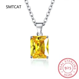 9ct Created Red Ruby 925 Sterling Silver Pendant Necklace for women Engagement Party Jewelry 45CM Link Chain New Arrival