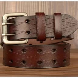 3.8CM High Quality Genuine Leather Belts for Men Brand Strap Male Double Needle Pin Buckle Fancy Vintage Jeans Cowboy