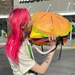 PU Stylish Hamburger Daypack Laptop Storage Zipper Portable Casual Tote Cheeseburger Backpack for Unisex Travel Outdoor Vacation