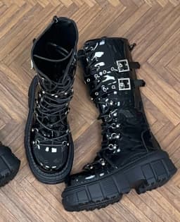 1/4 ID75 Knee-high Chunky-heeled Boots In Stock BJD Doll Shoes Boys Girls Black Brown Glossy Leather High Boots Doll Accessories