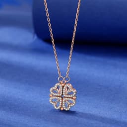 CARLIDANA Transform Luxury Four Leaf Clover Pendant Necklace Crystal Gold Color Heart Love Jewelry for Women Gift