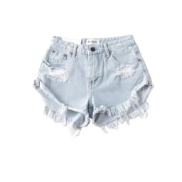 New Ripped Denim Shorts Rough Edge Design High Waist Loose Casual Jeans Hot Pants Booty Shorts