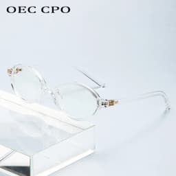 Unisex Retro Oval Eyeglass Frame Transparent Anti-blue Light Computer Glasses Optical Spectacle Frame for Men Women
