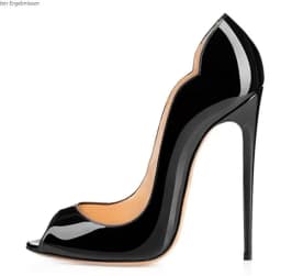 Leopard Print Fish Mouth Patent Leather High Heels for Women Slim Heels with Pointed Toes Shallow Mouth Party Shoes Big Size12cm