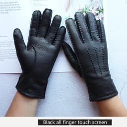 Women's Deer Skin Touch Screen Genuine Leather Gloves With Wool Lining For Autumn and Winter Warmth Motorcycle Riding Gloves