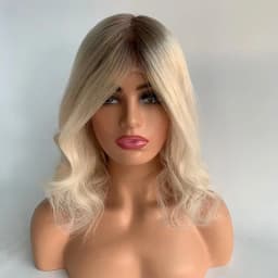 7T60 Color Dark Roots Glueless Silk Top Silicone Base Medical Wig Replacement European Human Hair For Alopecia Or Cancer