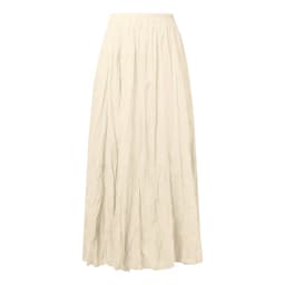 Women Long Skirt High Waist Stretch Solid Color Pleated Skirt Women Faldas Vintage Fold Large Swing Casual Maxi A-Line Skirt