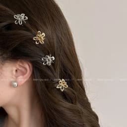 2/4pcs Mini Metal Hair Claw Clip Gold Silver Flower Geometric Clamps Grab Shark Clip Ins Korean Girls Women Hair Accessories