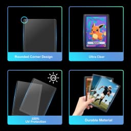 Trading Card TopLoaders 3"X4" Hard Plastic Protectors Optional UV Protection 100 Top Loaders + 100 Inner Card Sleeves + 1 PP Box