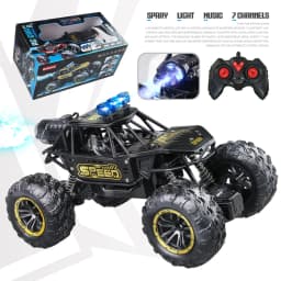 2.4g Remote Control Off-Road Alloy Car with Shock Absorbers, Climbing Fast Car with Music, Lights, and Spray, Children's Electric Rc Toy, Boys' Holiday Gift
