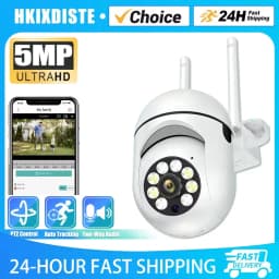 Mini 5MP CCTV Wifi PTZ Camera Wireless Security Surveillance Cameras Outdoor Night Color AI Smart Tracking Two Way Audio