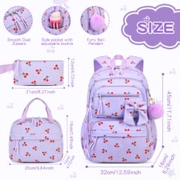 3pcs/set school backpack for girls cherry pattern primary school girl Corduroy backpack kids bookbag lunch bag pencil bag set