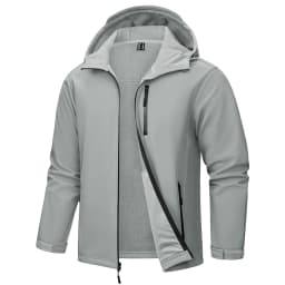 TACVASEN Hooded Softshell Jacket Mens Waterproof Rain Jacket Fleece Lined Work Jacket Outdoor Trekking Hiking Windbreaker Male