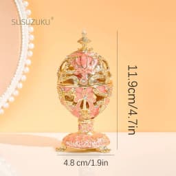 Faberge Egg Style Hand Painted Decorative Trinket Box with Hinged, Classic Ornaments Home Decor, Unique Easter Day Gift