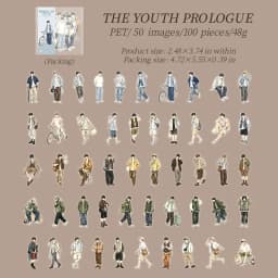 Journal GO 100pcs Youth Boys PET Sticker Set Fashion Guy Characters Decals for Journaling Card Scrapbooking and DIY Crafts