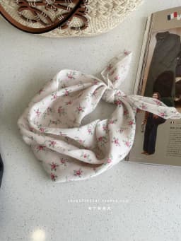Cotton and Linen Square Towel Floral Polka Dot Scarf Literary Mori Headscarf Headband Bag Strap Female Japanese Korean Popular