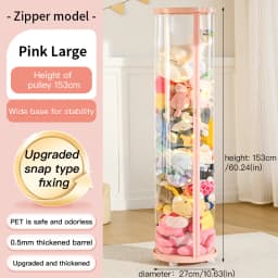 Transparent Doll Storage Box Plush Toy Circular Organization DIY Zipper Storage Tube Children's Toy Organizer Kid Christmas Gift