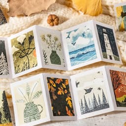 Mr.Paper 50 Sheets/Book Four Seasons in Bloom Series Material Sticker Book Vintage Landscape Design DIY Journal Scrapbook Decor