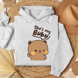 Bubu Dudu Bear Couple Hoodies Matching His & Hers Outfit Pullover Crew Neck Long Sleeve Fashion Soft Comfortable Thermal Hoodie