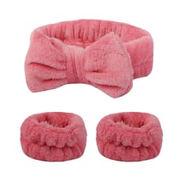 Flannel front bow elastic headband face wash and makeup headband waterproof wrist cover hair tie headband