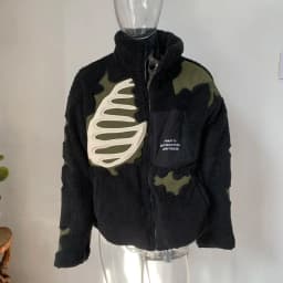Y2K retro splicing embroidered cotton jacket winter new warm American loose stand-up collar contrasting color men's top