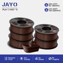 JAYO PLA Filaments 5 Rolls/ 3D Printer Filament 1.75mm FDM 3D Printer Materials Neatly Wound High Toughness for FDM 3D Printer