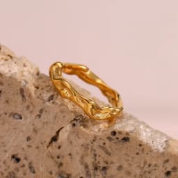 Casting Irregular Water Wave Hammered Gold Plated Index Finger Rings For Woman Minimalist Basics Stainless Steel Rings Jewelry