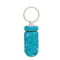 Bling Rhineston Pill Container Portable Pill Bottle Case Waterproof Travel Medicine Box Beautiful Holder Storage with Keychain
