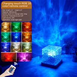 Northern Lights Projector Lamp 16 Colors Ocean Wave Night Light Remote Control Party Atmosphere Light Home Bar Restaurant Gift
