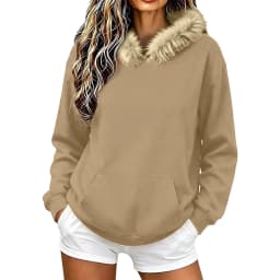 Women Fall And Winter Street Solid Color Hoodie With Pocket And Trimmed Hood Long Hoodie Tunic