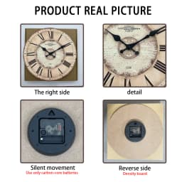 American Retro Roman Numeral Pattern Wooden Wall Clock for Living Room, Bedroom, Kitchen, Home Decoration, Silent Quartz Clock, Holiday Gift, 10-Inch, 12-Inch 14inch 16inch (Without Battery)