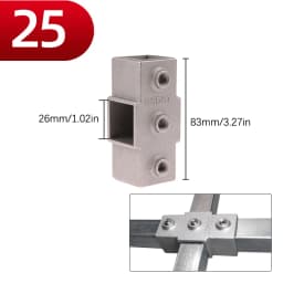 1Pcs Square Tube Connection Piece Aluminum Alloy Elbow Three-way Square Pipe Fixed Joint Storage Rack Rack