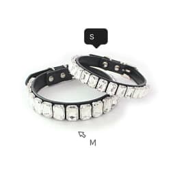 Bling Rhinestone Dog Collars Pet PU Leather Glass Crystal Diamond Puppy Pet Collar Pink Blue Collars Leashes for Dog Accessories