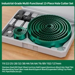 GREENERY 19-127mm Hole Saw Cutting Kit Set for Wood Drywall Particle Board Drilling Woodworking Tools with Storage Case