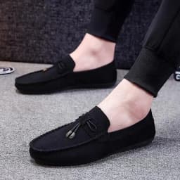 Summer Red Suede Loafers Men Shoes Slip On Soft Moccasins Breathable Flats Men's Driving Shoes Men Leather Casual Shoes Handmade