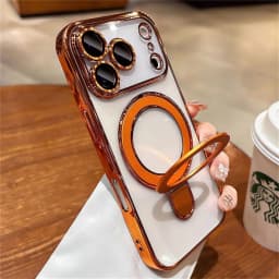 Luxury For Magsafe Bracket Case For iPhone 16 17 18 15 14 13 12 Pro Max 16 Plus Magnetic Ring Stand Holder Clear Acrylic Cover