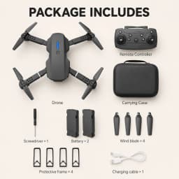 ZNLYRION E88 PRO Foldable RC Drone 8K Dual Camera WiFi FPV Quadcopter with Optical Flow Hovering 360° Flip One Key Takeoff Altitude Hold Remote Control Drone with Carrying Case for Beginners