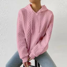 Women's Oversized Medium Weight Long Sleeve Solid Color Hoodie with Drawstring Casual Mid-Length Jacquard Women's Sweatshirt