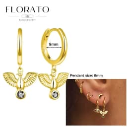 925 Sterling Silver ear needles Animal Butterfly/Elephant/Shell Pendant Hoop Earrings For Women Fashion Jewelry Accessories