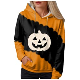 Jack O Lantern Sweater Women'S Sweatshirt Halloween Graphic Hoodies Casual Long Sleeve Loose Pullover Tops With 할로윈 후드티 여성