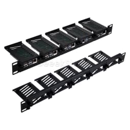 1U Rack Mount for Raspberry Pi 5/4B/3B+ Removable Steel Bracket 19 Inch 5 Slots
