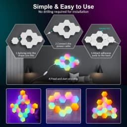 20/12/8/3Packs Hexagon Lights Wall RGB Panel Smart APP Hexagonal Modular Gaming Lights Night  Music Sync Honeycomb Light Bedroom